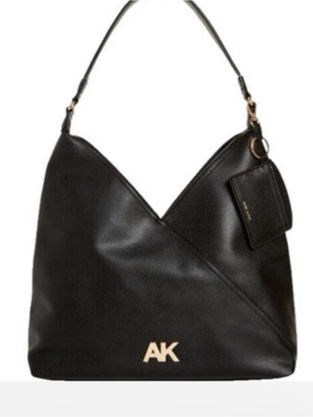 Anne Klein Classic Black Pebbled Vegan Leather Shoulder Bag